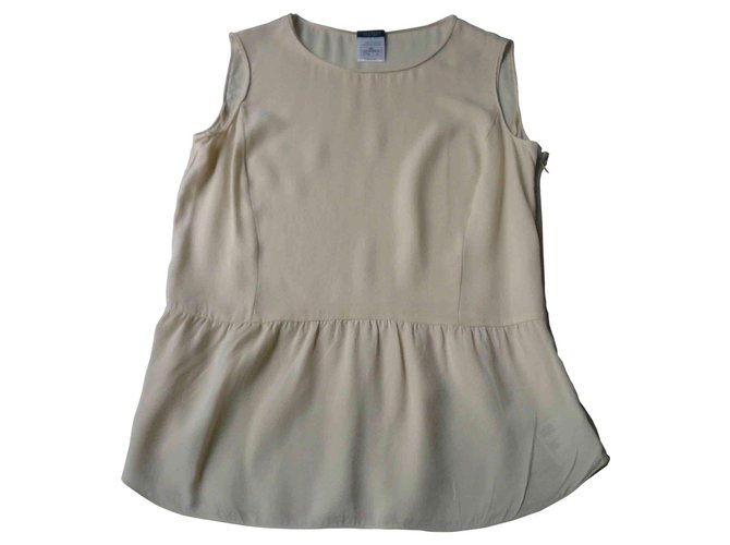 CHANEL - Blusa de seda beige T42  ref.167457