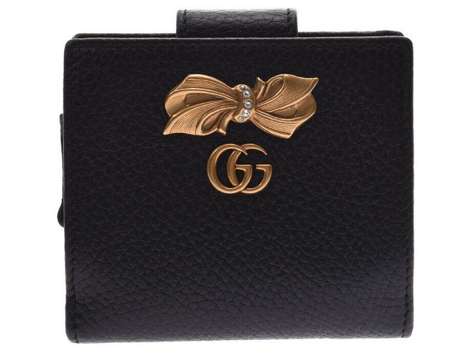 Gucci Bow compact Black Leather  ref.167504