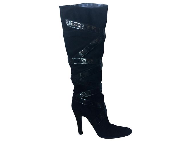 Giuseppe Zanotti Black Suede Knee High Boots