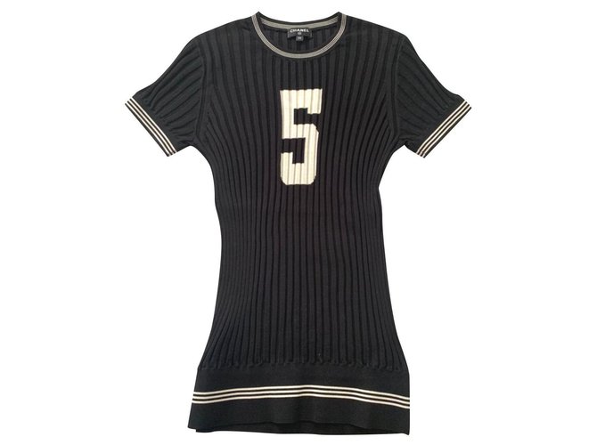 Chanel no 5 camisa de punto de seda FR36 Negro  ref.167593