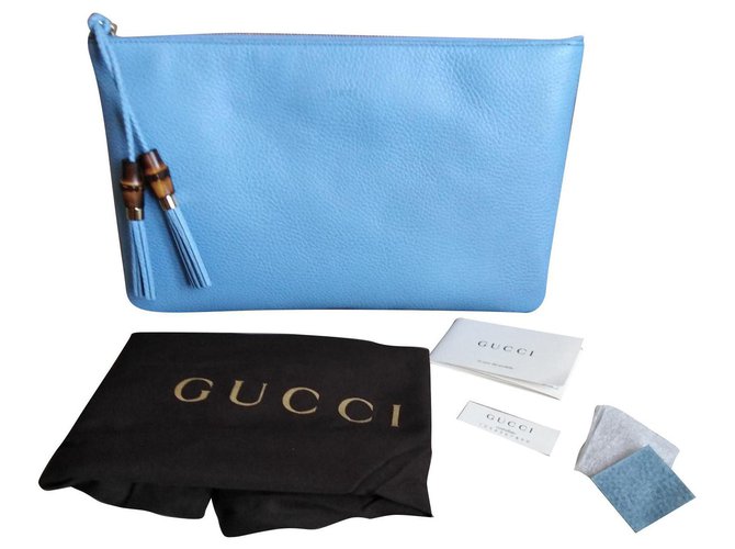 Gucci Bamboo Cuir Bleu clair  ref.167639