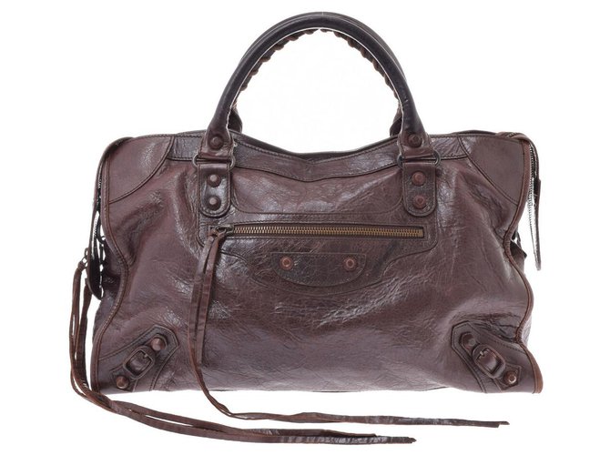 Balenciaga City Leather Bag Brown  ref.167644