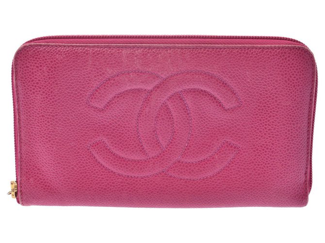 Chanel Vintage Geldbörse Pink Leder  ref.167649