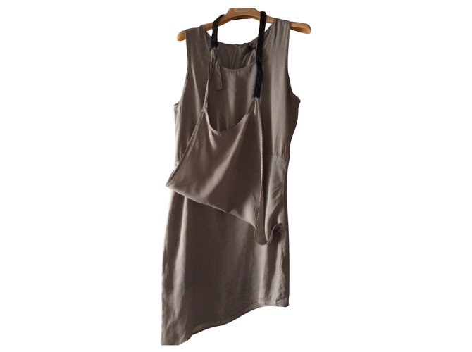 Autre Marque Dresses Grey Leather Polyester  ref.167669