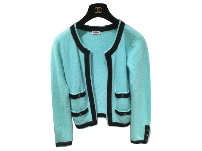 Chanel Knitwear Black Turquoise Cashmere  ref.167705