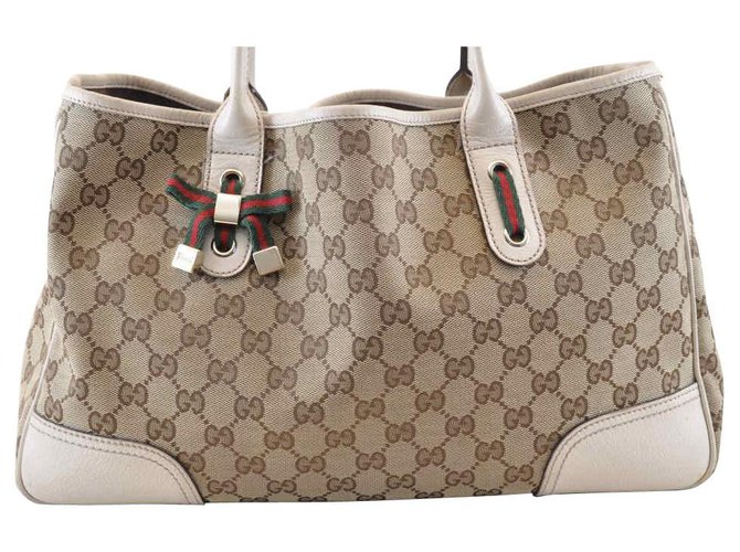 Gucci Sherry Line GG Handtasche Weiß Leinwand  ref.167763