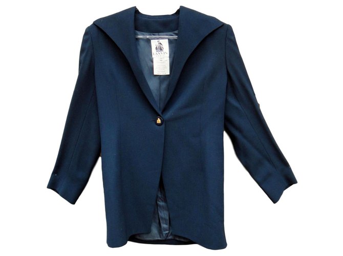 vintage Lanvin t jacket 38 Navy blue Wool  ref.167788