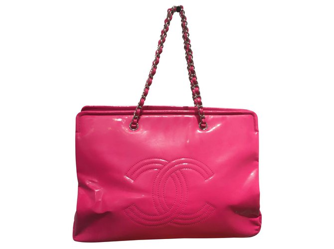 Chanel Totes Pink Patent leather  ref.167797
