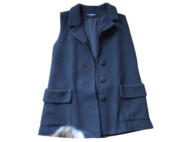 Bel Air Woolen cloth overcoat, taille 2. Black  ref.167799