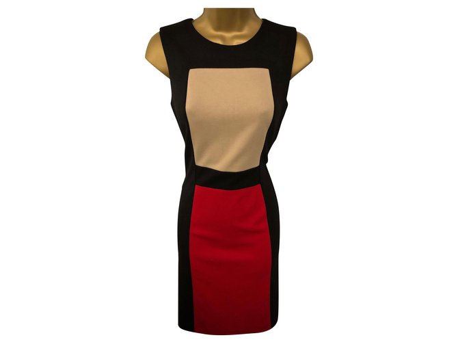 Calvin Klein Dresses Dresses Polyester Elastane Rayon Black Red Beige Ref Joli Closet