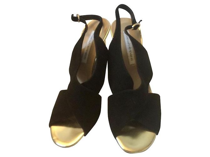 Diane Von Furstenberg DvF Vick balck e tacchi dorati Nero D'oro