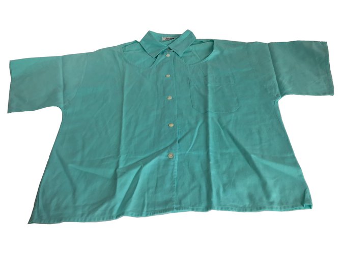 Jean Paul Gaultier open shoulder  blouse Blue Turquoise Cotton  ref.168475