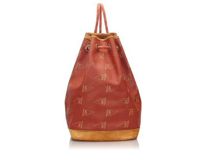 Louis Vuitton Red 1995 LV Cup St. Tropez Drawstring Backpack Brown Leather Plastic  ref.168504