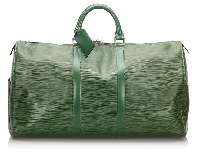 Louis Vuitton Green Epi Keepall 50 Verde Couro  ref.168531