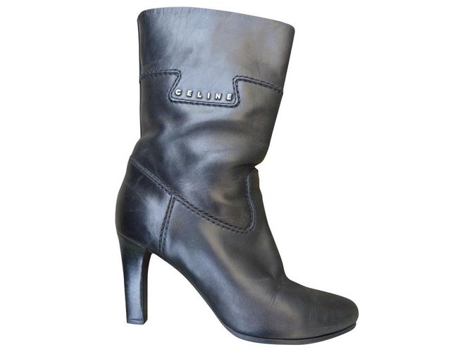 Céline Ankle Boots Black Leather  ref.168564
