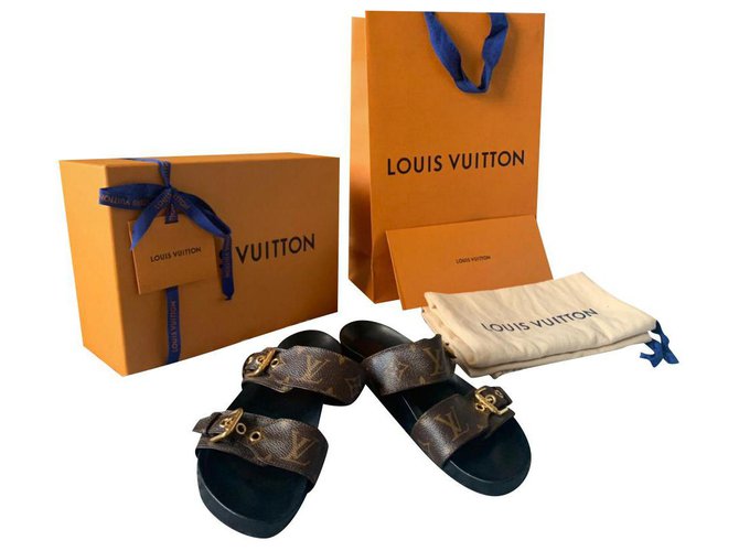 Bom dia leather mules Louis Vuitton Blue size 38 EU in Leather