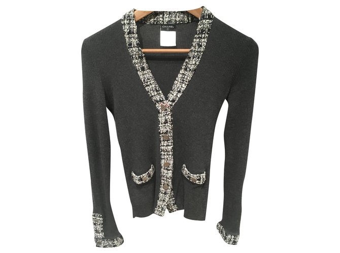 Chanel Knitwear Dark grey Cotton  ref.168624