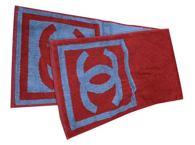 Chanel asciugamano Rosso Cotone  ref.168630