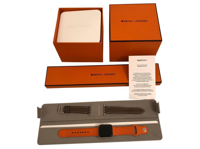 Hermès Apple Watch HERMES 38 MM Plata Cuero Acero Plástico  ref.168658