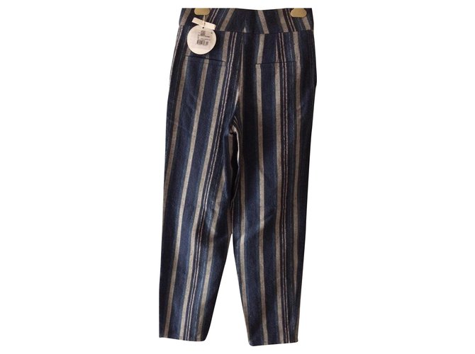 Chloé Un pantalon, leggings Coton Viscose Lin Multicolore  ref.168673