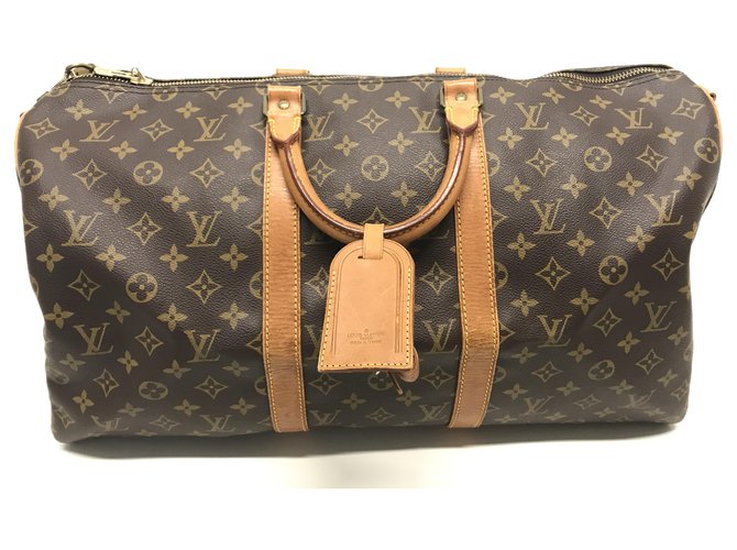Louis Vuitton Keepall Bandouliere 50 Brown Cloth  ref.168683