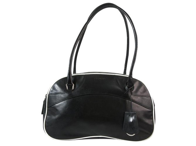 PRADA Cowhide Leather Handbag Gold Buckle Handbag Black – Brand Off Hong  Kong Online Store