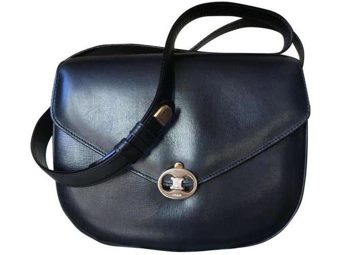 Céline Vintage triumph bag Navy blue Leather  ref.168765