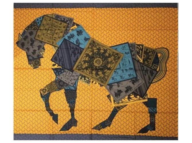 Hermès MONTANDO EN MI CUADRADO Multicolor Cachemira  ref.168797