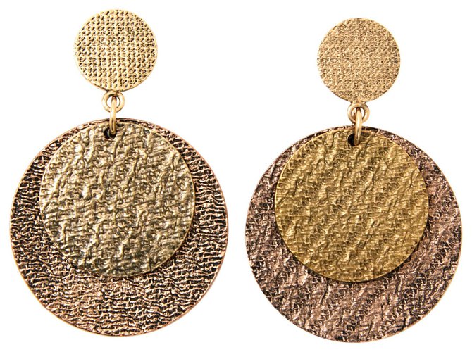 Yves Saint Laurent BRINCOS DE MOEDAS DE OURO Dourado Metal  ref.168804