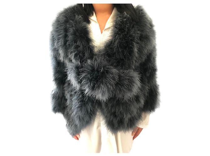 Sonia Rykiel Feather Jacket with Belt Light Blue