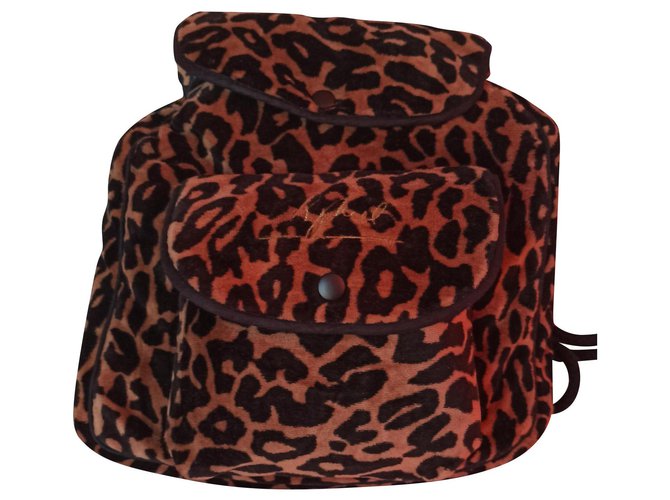 Sonia Rykiel Backpacks Leopard print Velvet  ref.168924