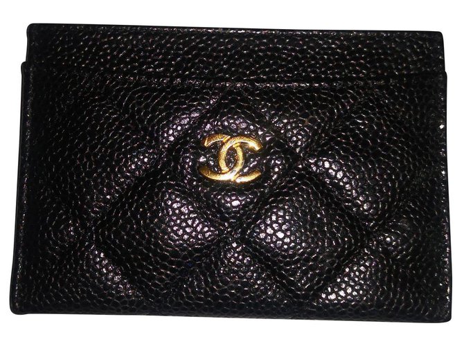 Chanel Porte carte classique Cuir Noir  ref.168956
