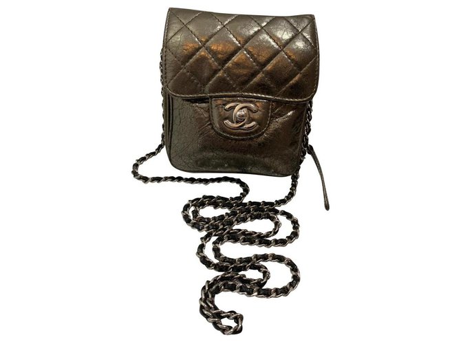 Chanel Silvery Bronze Leather  ref.168976