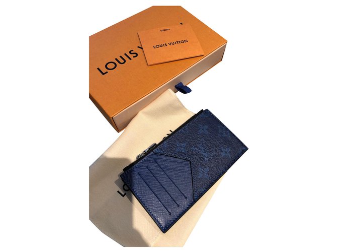 porte-cartes Louis Vuitton Cuir Bleu  ref.169030