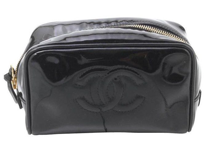 Chanel Pochette cuir vernis Black Patent leather  ref.169083