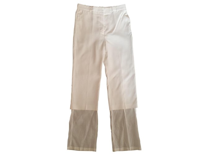 Stella Mc Cartney Pants, leggings White Silk Cotton Acetate  ref.169122