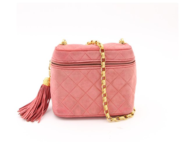 Vanity Vintage Chanel Tasche,ZIRKA 1980 Pink Wildleder  ref.169135