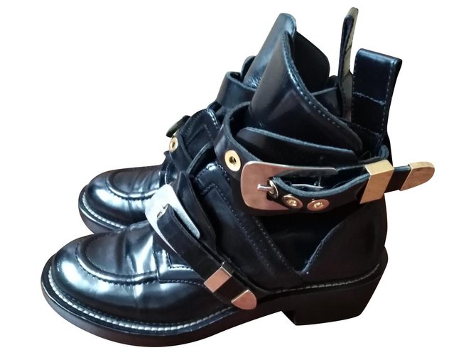 Balenciaga Belt Boots Black Leather  ref.169201
