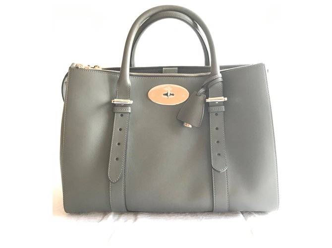 Mulberry Zip com forro Bayswater Cinza Couro  ref.169219