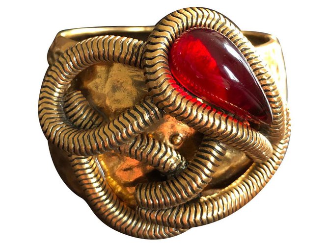 Oscar de la Renta Bracelets Red Golden Vermeil Resin  ref.169233