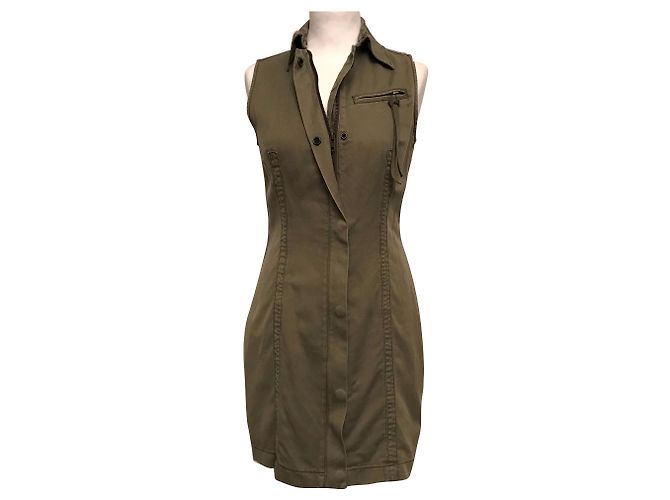 Vestido Diesel Caqui Algodón Lino