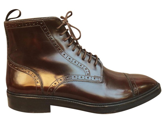 Lanvin boots size 9UK (43 fr) Dark brown Varnish  ref.169260