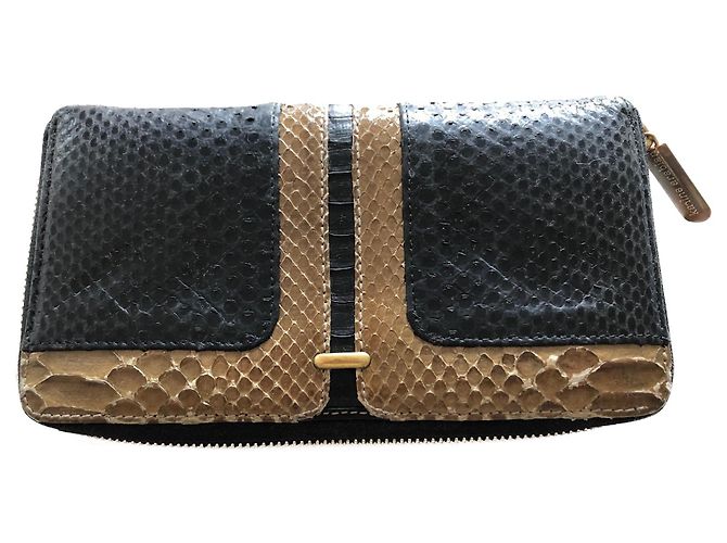 Karine Arabian Python Geldbörse Schwarz Exotisches Leder