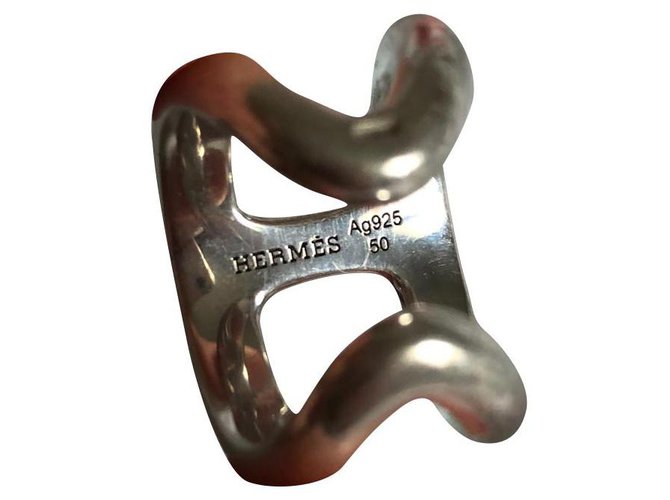 Hermès Osmose Ring 50 sehr guter Zustand Silber Geld  ref.169313