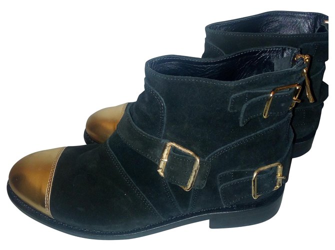 Balmain pour H&M Nuevas botas negras Negro Gamuza  ref.169340