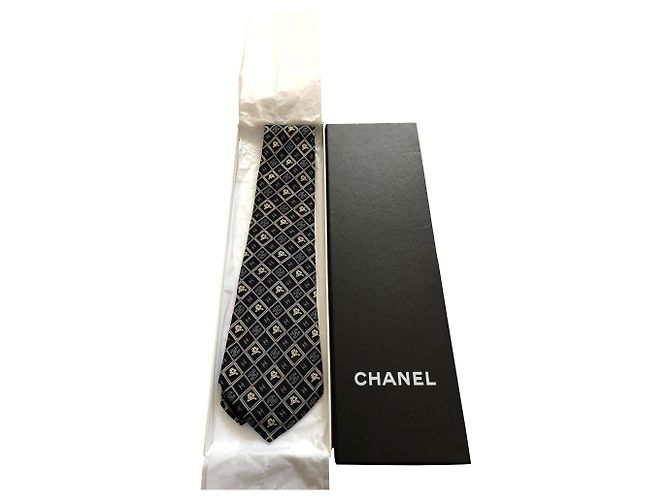 Chanel Cravatte Blu navy Seta