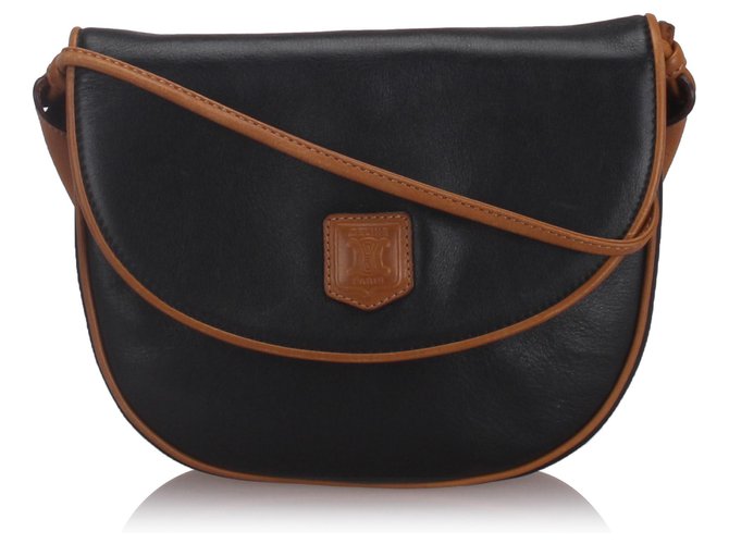 Céline Borsa a tracolla in pelle nera Celine Marrone Nero  ref.169397