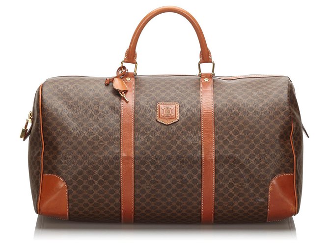 Céline Celine Brown Macadam Travel Bag Leather Plastic  ref.169403