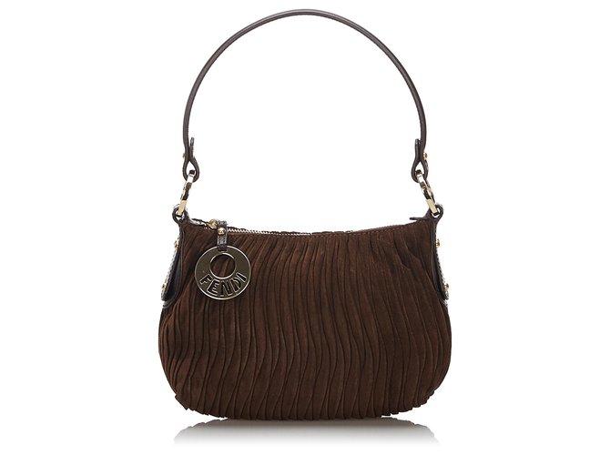 Fendi Sac à bandoulière en daim marron Suede Cuir Marron foncé  ref.169405