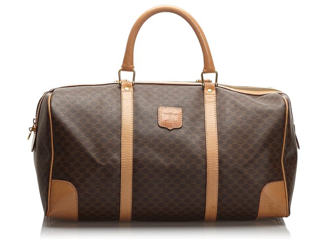 Céline Celine Brown Macadam Travel Bag Leather Plastic  ref.169461
